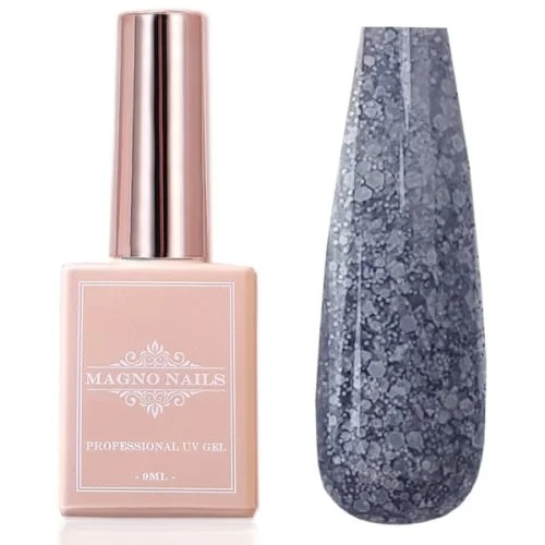 UV Gel - 5407 - Confetti Gel - Grey Nägel Nagelgel Shellac Gellack Gel Lack Nails matte Pailetten snowflake